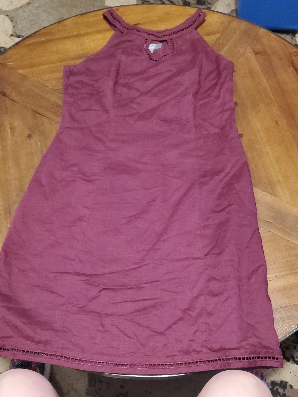 Merona Burgundy Halter Mini Dress with Crochet Trim